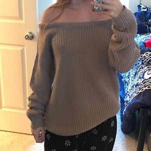 Super cute off the shoulder sweater!
